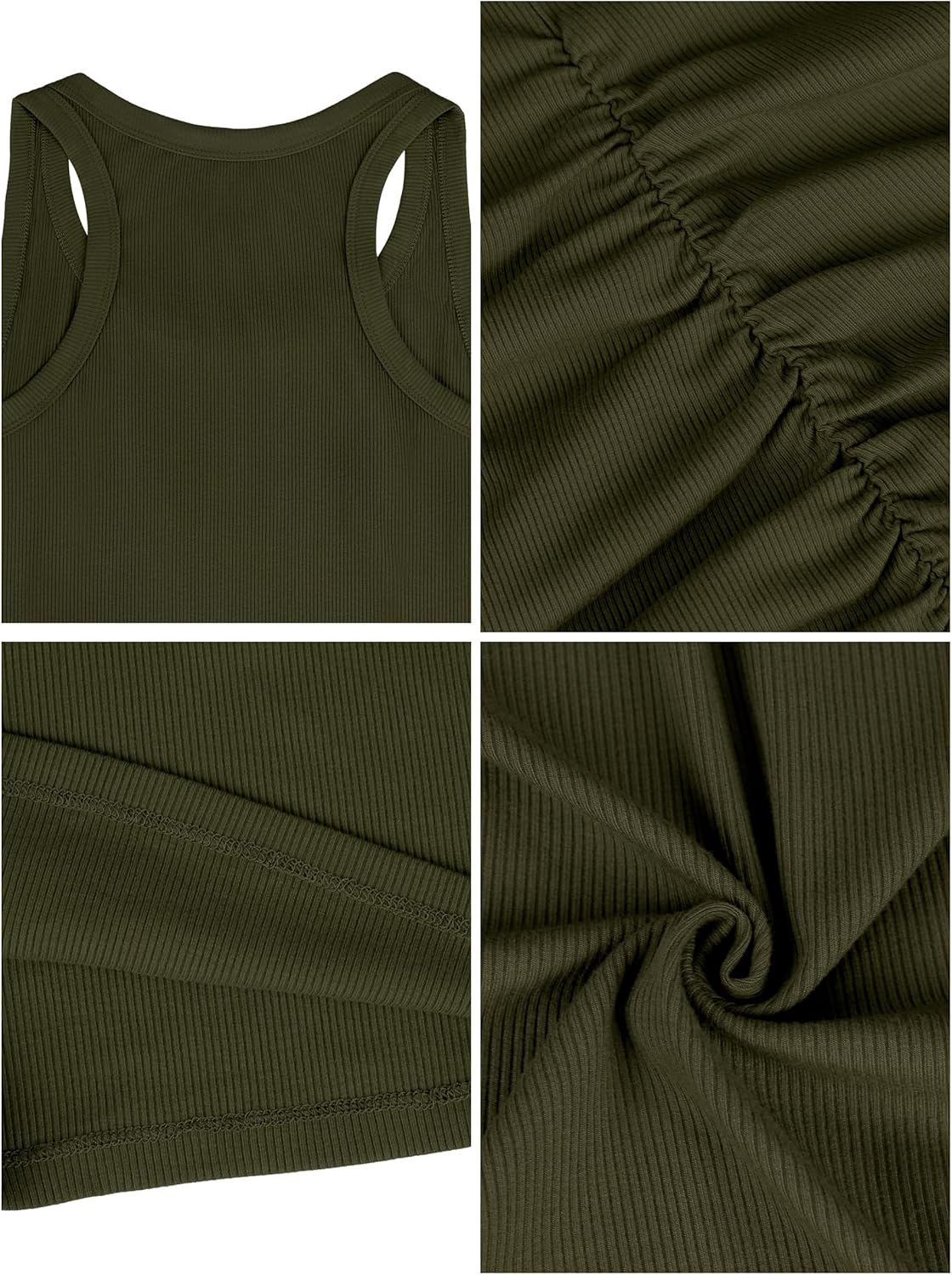Missufe Summer Racerback Ribbed Tank Top Dresses for Women Sleeveless Ruched Bodycon Casual Fitted Mini Dress - Image 5