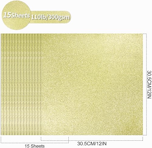 Miniatura 8 de Papel de cartulina con purpurina de colores mixtos, 30 hojas de 12 x 12 pulgadas, 300 gsm110 libras, papel cuadrado de tarjetas de colores para