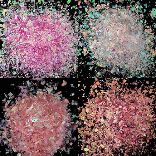 Miniatura 3 de AddFavor Kit de lentejuelas holográficas con purpurina de uñas de 8 colores brillantes hexagonales, polvo fino, estrella, mezcla de copos gruesos