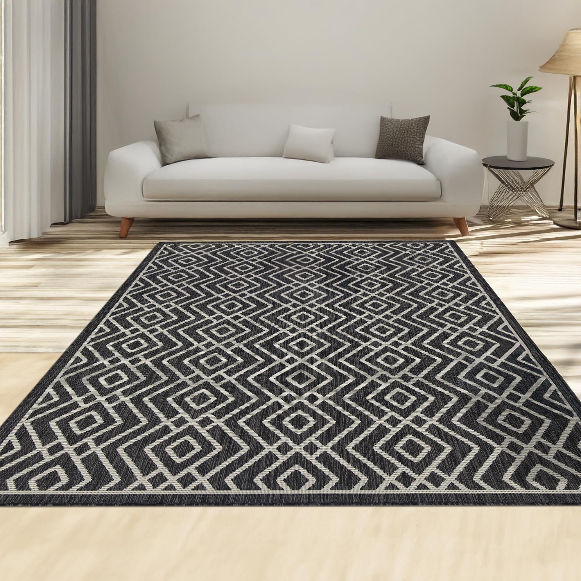 homeart Area Rugs – Durable, Stain-Resistant, Vibrant Geometric Design Carpets – Easy-Clean Rugs for Living Room, Kitchen, Entryway, or Bedroom – Diamond - D.Anthracite Cream - 180x270 cm