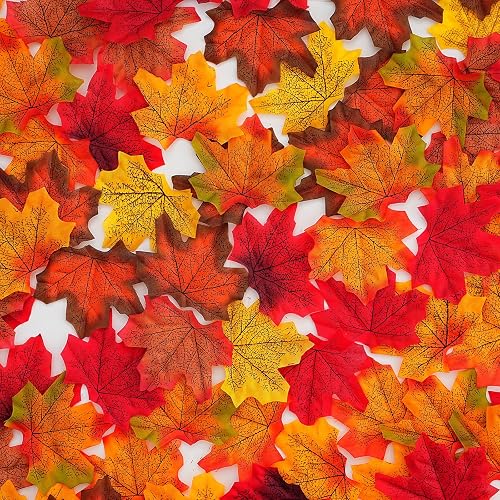 400 Pcs Artificial Maple Leaves for Fall Decor, Mixed 8