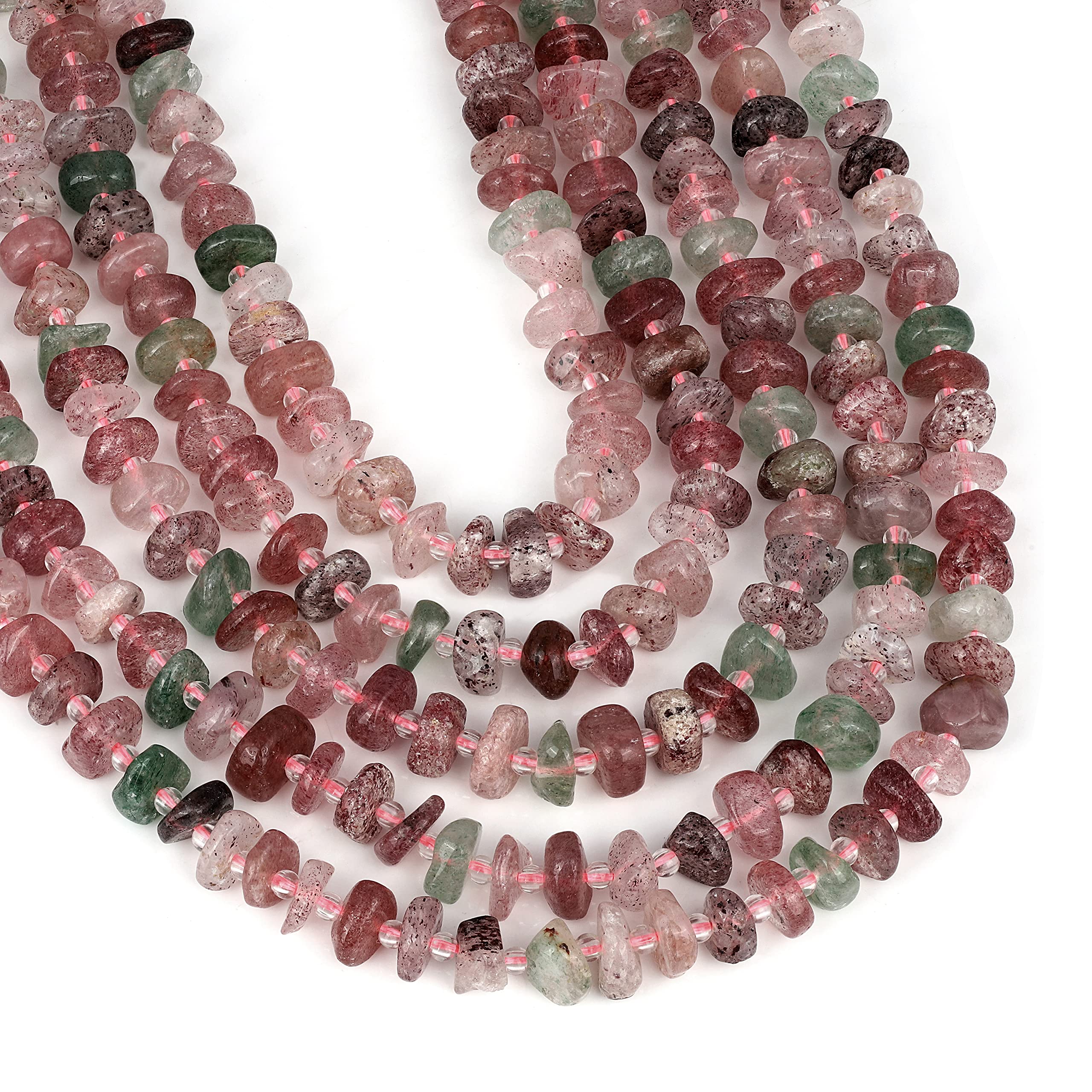 Brin de quartz fraise naturel 7-10 mm de qualité supérieure pour joaillerie artisanale