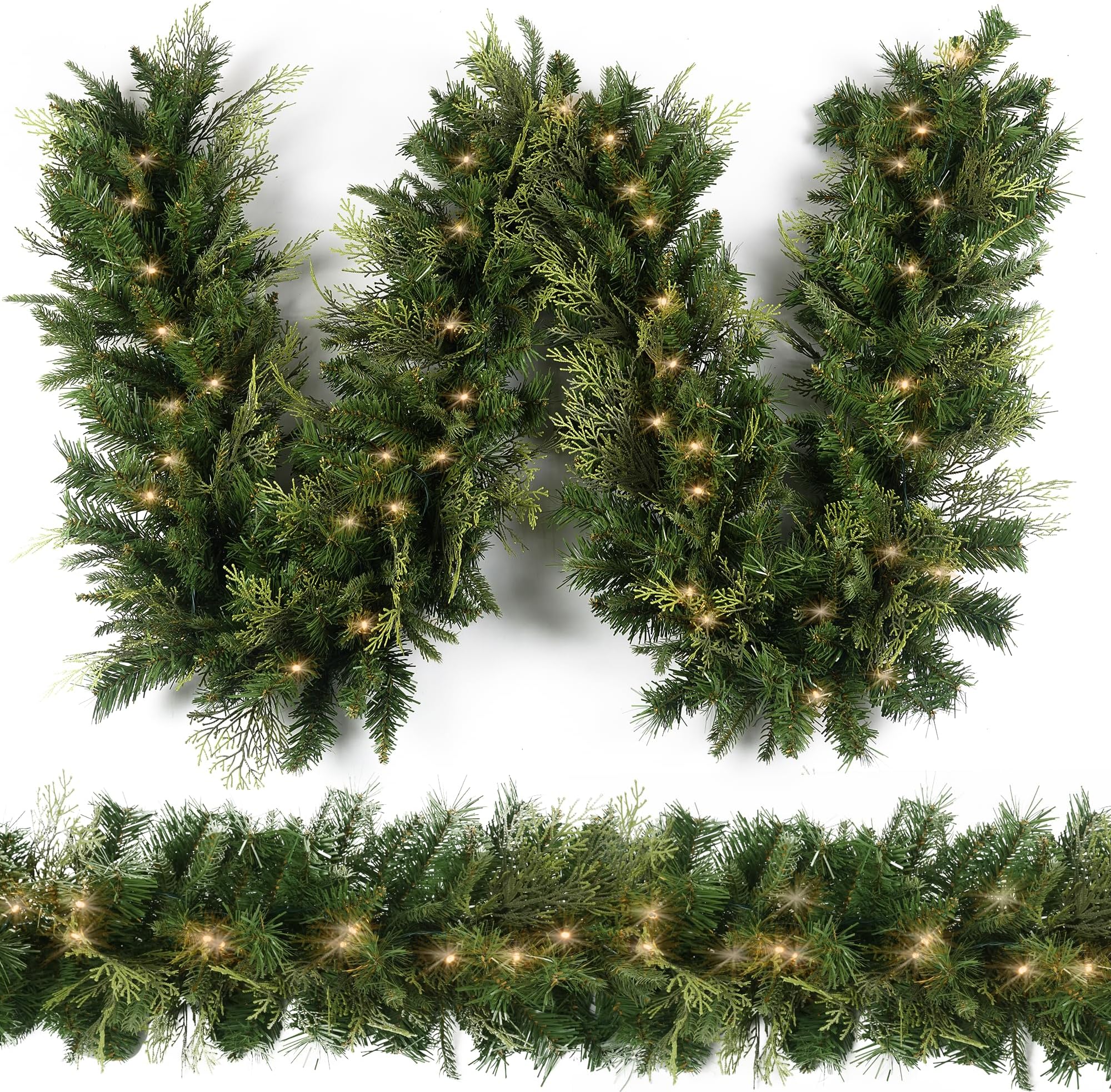 HomeKarenChristmas Garland Prelit 9 Ft Fraser Fir Xmas Garland Battery-Operated