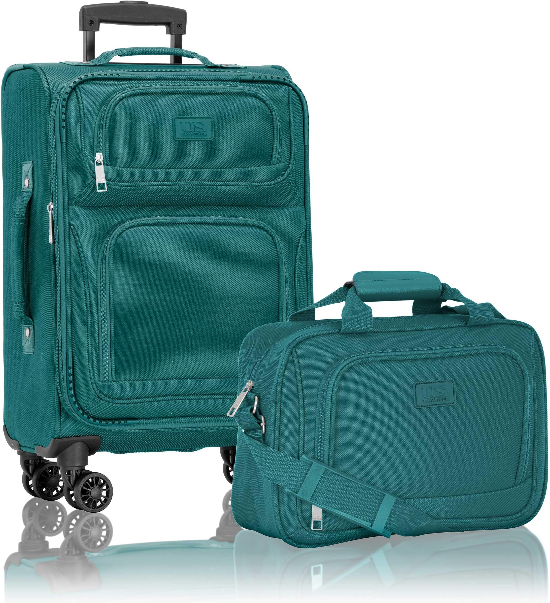 Rio Lightweight Softside Rolling Carry-on Suitcase, 4-Wheel Set, Teal