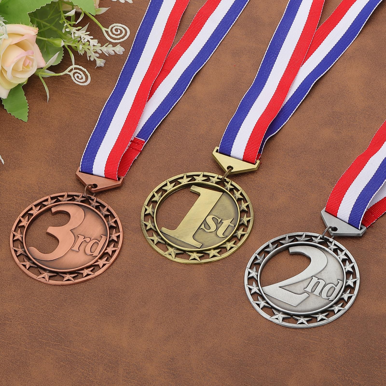 PATIKIL Medaglie Premio, 9 Pz 1° 2° 3° Medaglie di Competizione in Metallo Medaglie Vincitore con Nastro per Tornei, Eventi Sportivi, Feste, 3 Colori