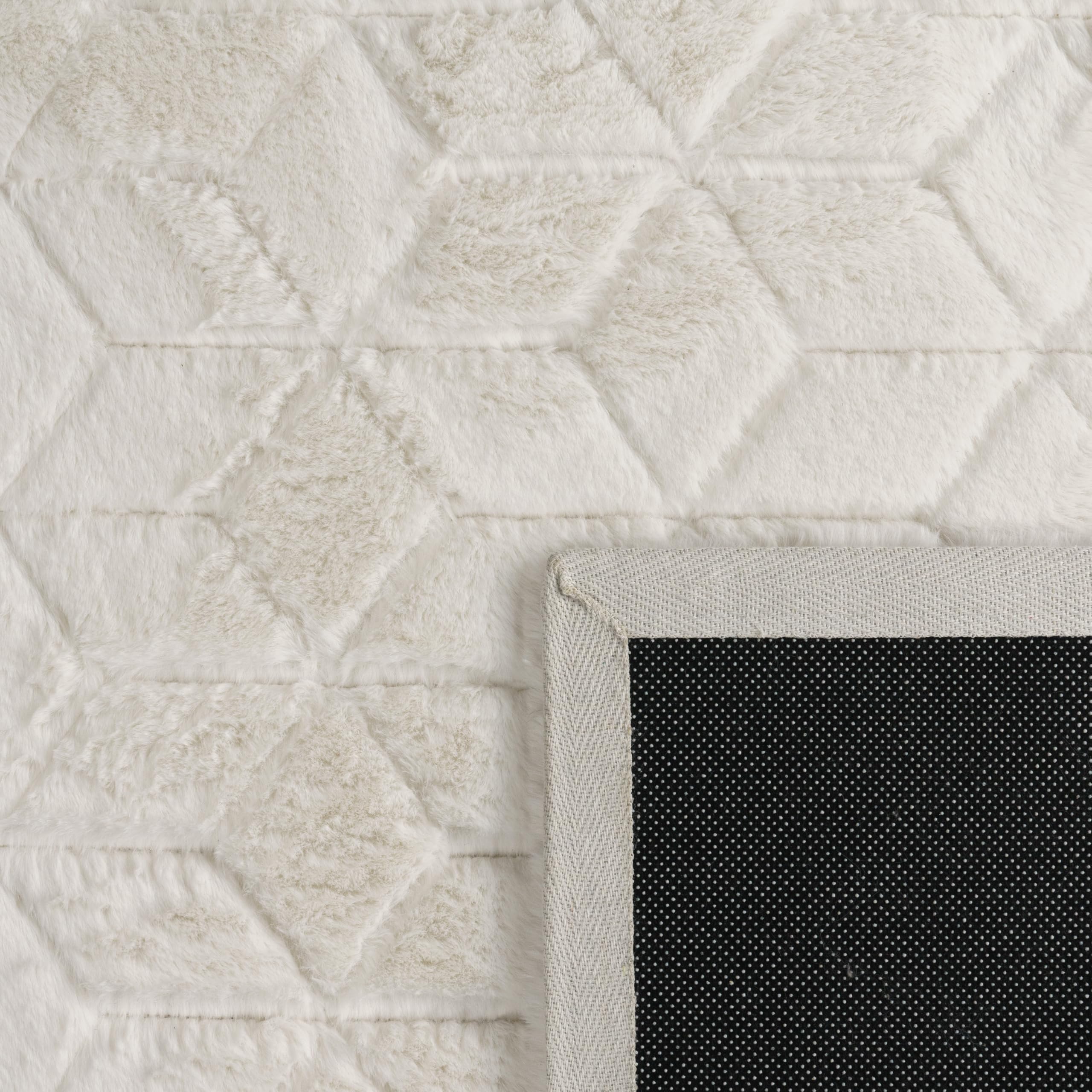 Paco Home Weicher Flauschiger moderner Bubble Wohnzimmer Teppich Hochflor Fell Geometrisches Design Hoch-Tief-Effekt, Grösse:160x220 cm, Farbe:Creme 5
