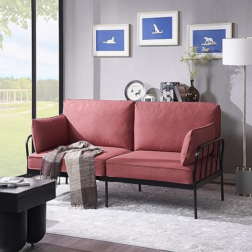 DHHU Sofá biplaza moderno de tela para sala de estar asientos tapizados de amor muebles de 2 plazas para espacio pequeño compacto apartamento