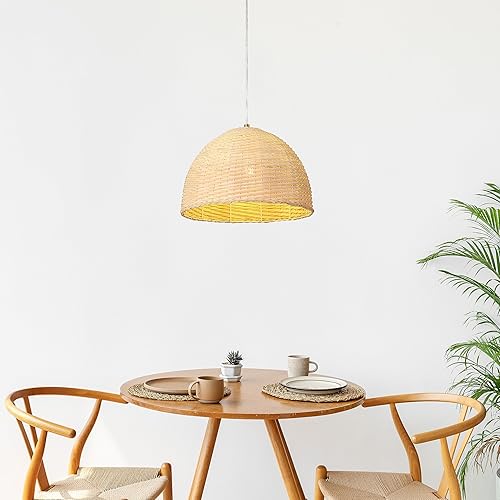 Miniatura 8 de Robert Stevenson Lighting Calypso - Lámpara de techo de metal y mimbre tejida a mano, natural