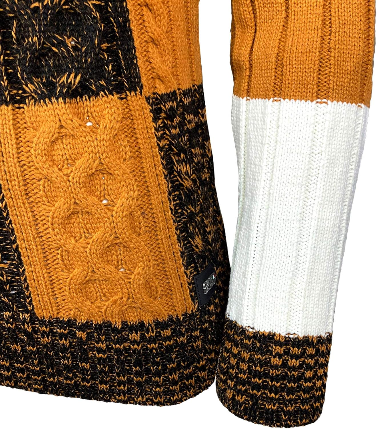Heren grof gebreide trui gebreide trui opstaande kraag winter vrijetijdsjas patroon ontwerp gemêleerd sweatshirt trui B-51112, blauw, XXL Heren grof gebreide trui gebreide trui opstaande kraag winter vrijetijdsjas patroon ontwerp gemêleerd sweatshirt trui B-51112, blauw, XXL