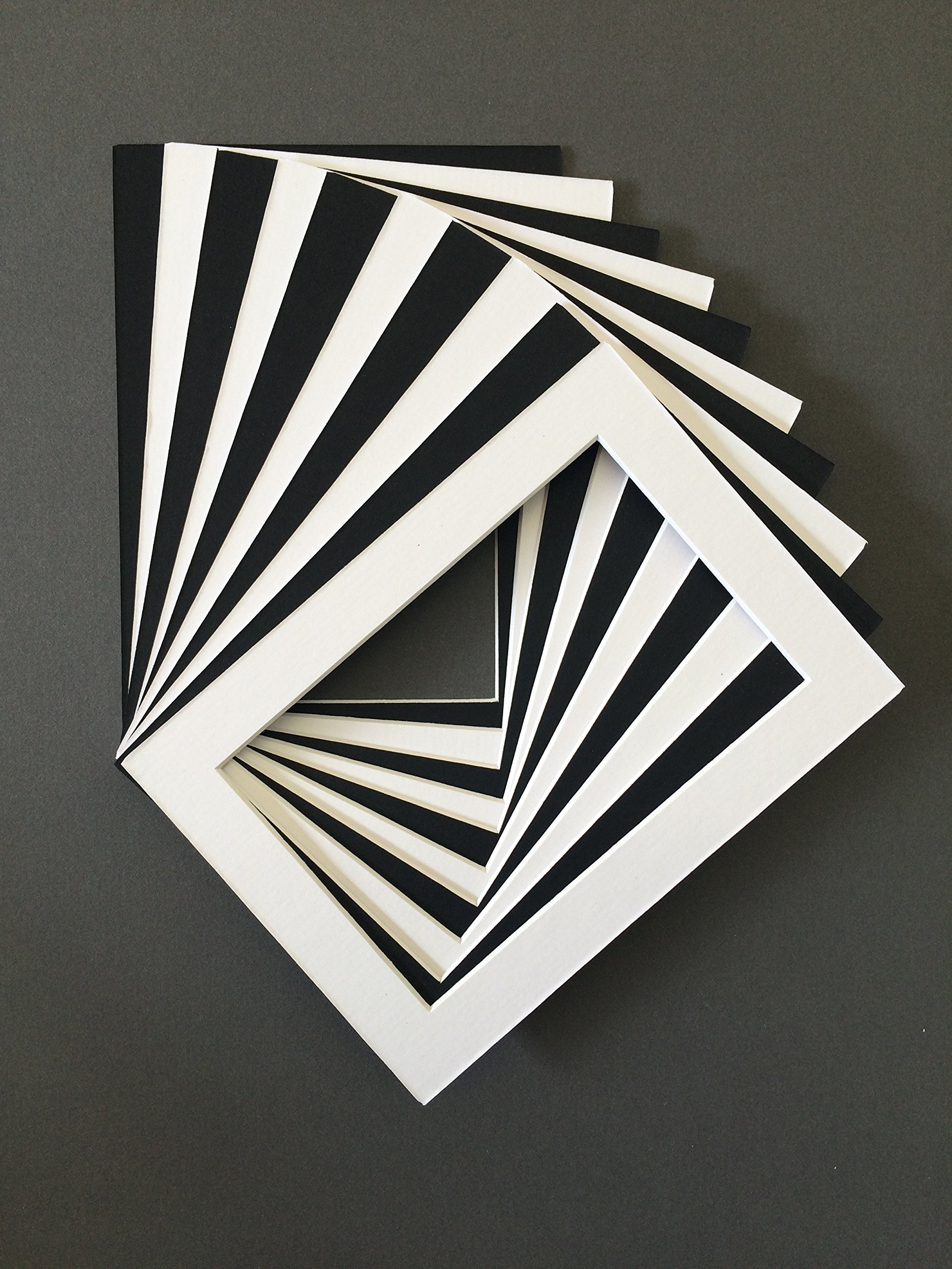 Pack of (10) 11x14 Black and White Picture Mats for 8x10 Pictures