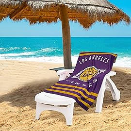 Northwest NBA Los Angeles Lakers Beach Towel - 30 x 60 Inches - Stripes Design - Sports Fan Pool Towel