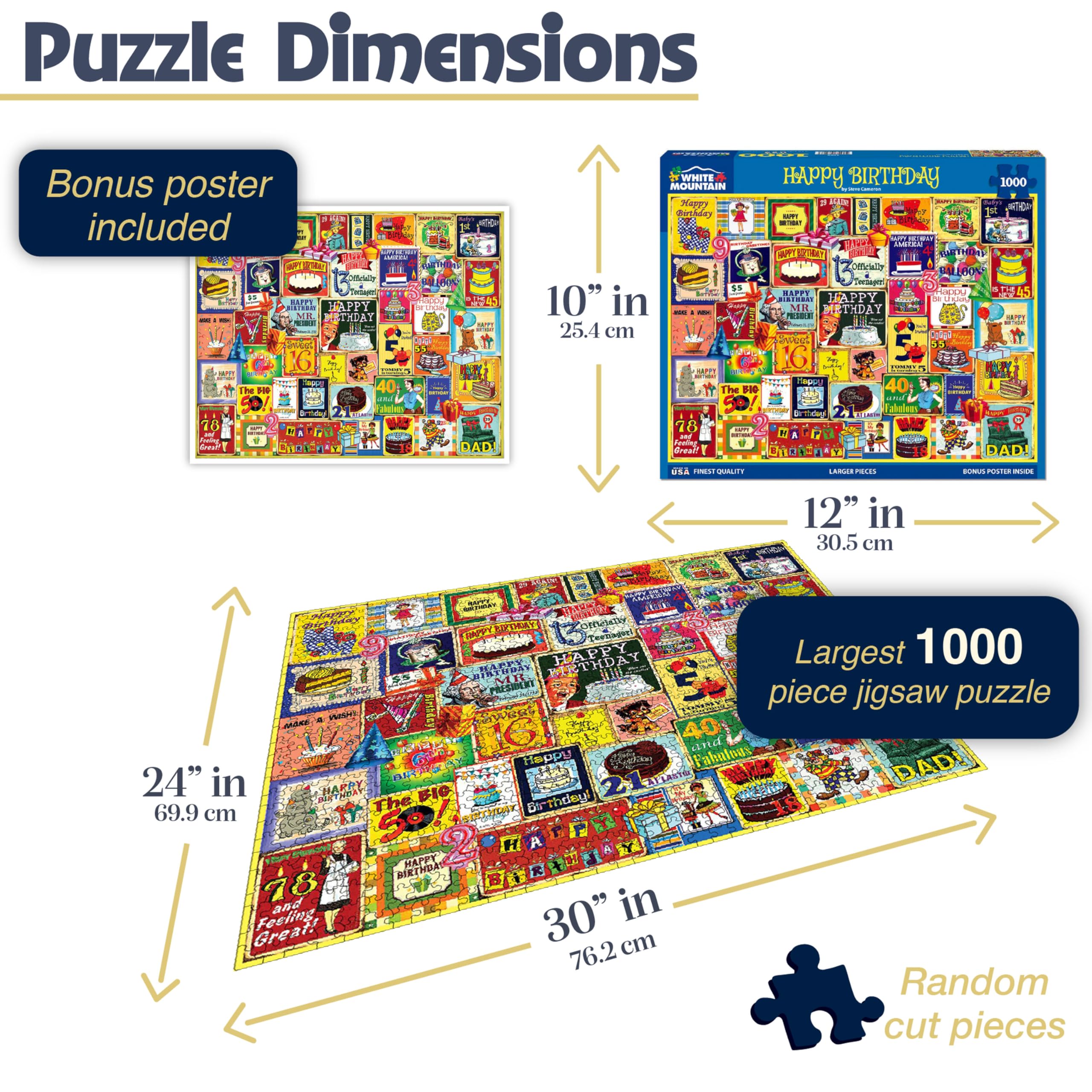 Amazon.com: White Mountain 1000 Piece Jigsaw Puzzle Fun Birthday