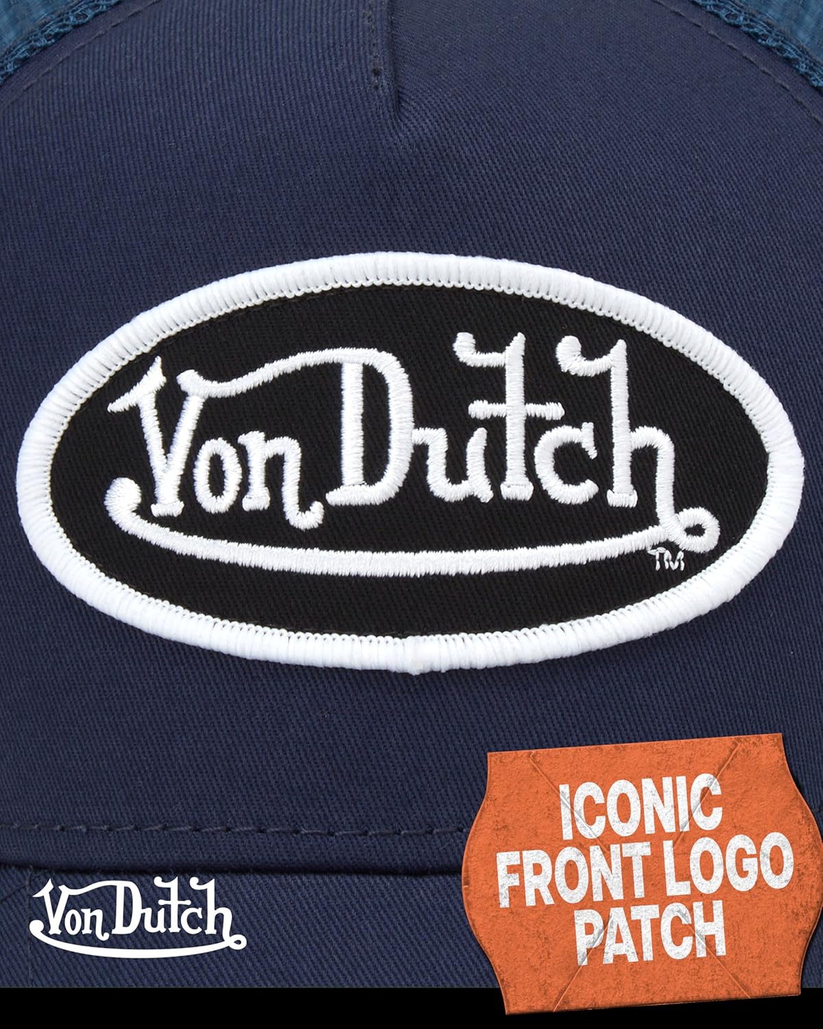 Von Dutch Unisex Trucker Hat - Curved Bill Mesh Back Retro Classic Colorblock Snapback Baseball Cap for Men and Women