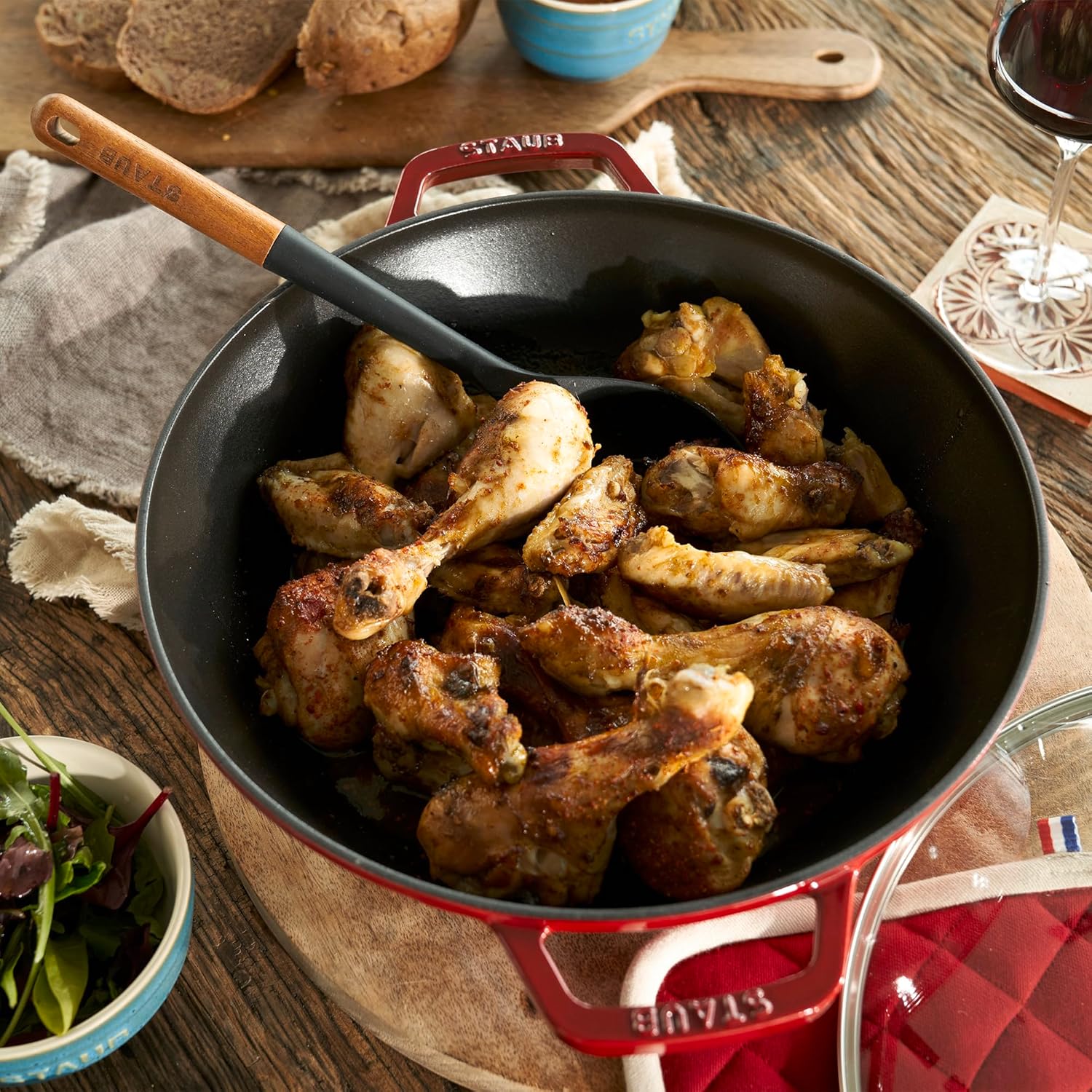 STAUB Cast Iron Perfect Pan, Dutch Oven, 4.5-quart, serves 4-5, Made in France, Cherry - Image 3