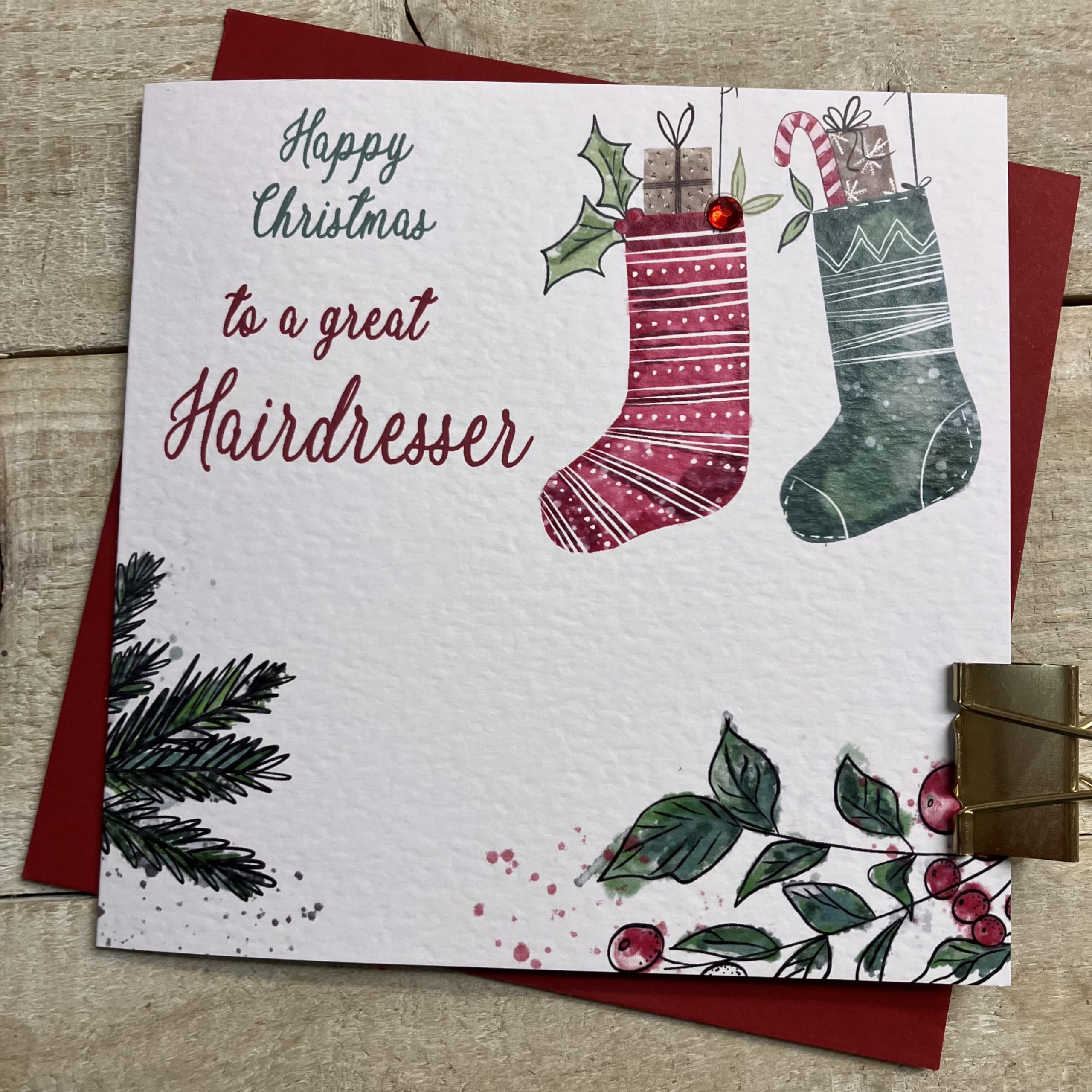 WHITE COTTON CARDS To a great Hairdresser-Happy Christmas C20-5