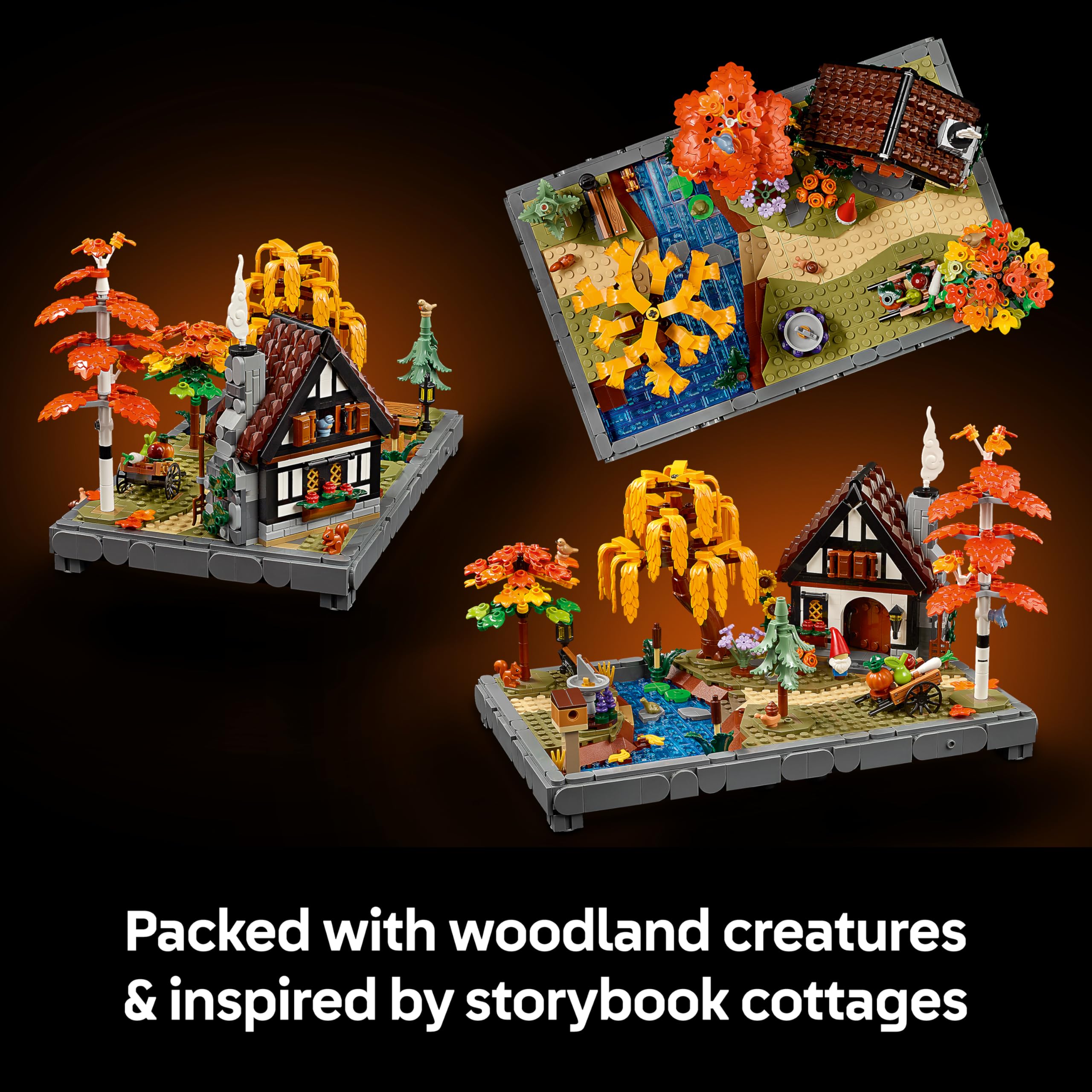 LEGO Icons Autumn Cottage Garden, Miniature Building Set for Adults, Display Model Kit w/a House, 4 Trees - Image 3