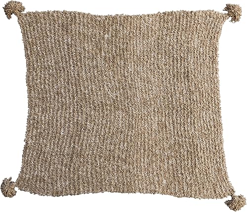 Creative Co-Op Manta de punto grueso de tela tejida con borlas, color marrón disponible en Yaxa Venezuela