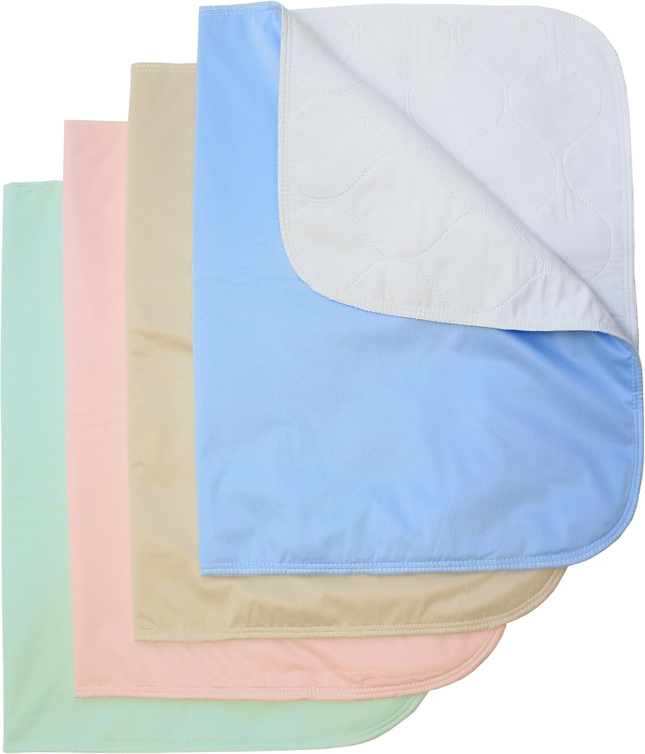 Washable Bed Pads/Reusable Incontinence Pads Underpads - 30x36-4 Pack - Blue, Pink Tan and Green