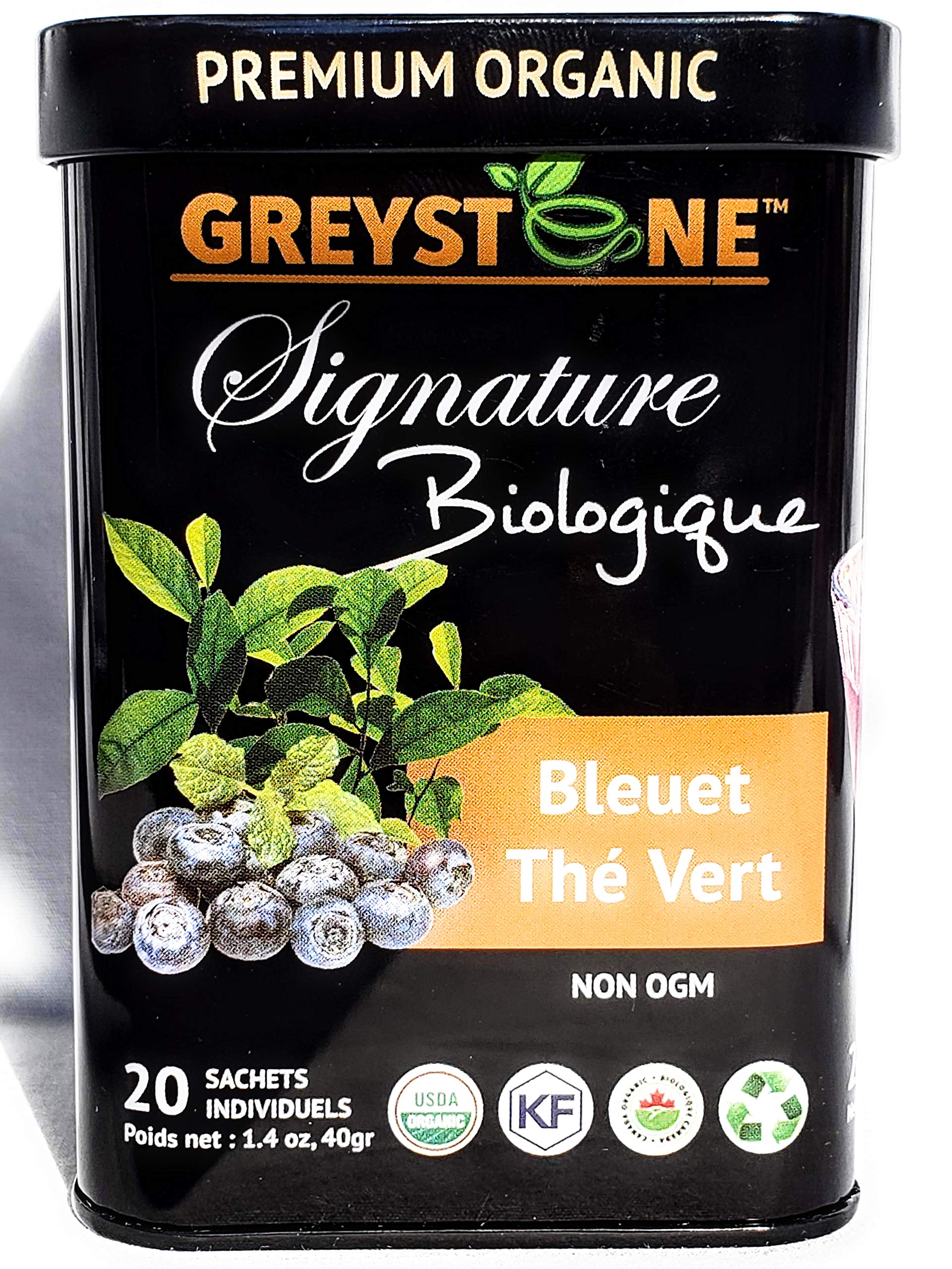 Greystone Premium Organic Green Tea Bluebery Tin