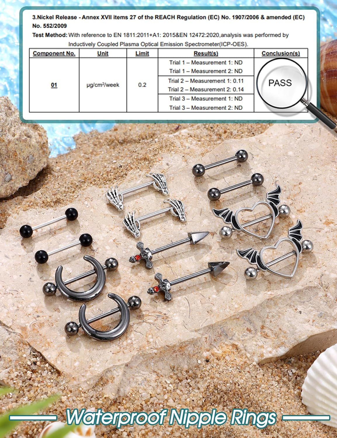 JOERICA 6 Pairs 14G Nipple Rings for Women 316L Stainless Steel Heart Butterfly Moon CZ Flower Barbell Nipple Rings Set Cute Nipplerings Piercing Jewelry - Image 4