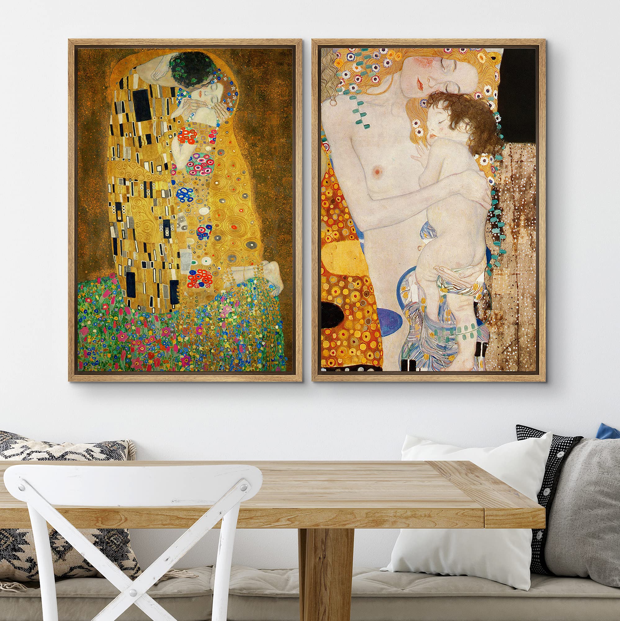 Amazon.com: SIGNWIN Framed Wall Art Print Set Gustav Klimt Golden