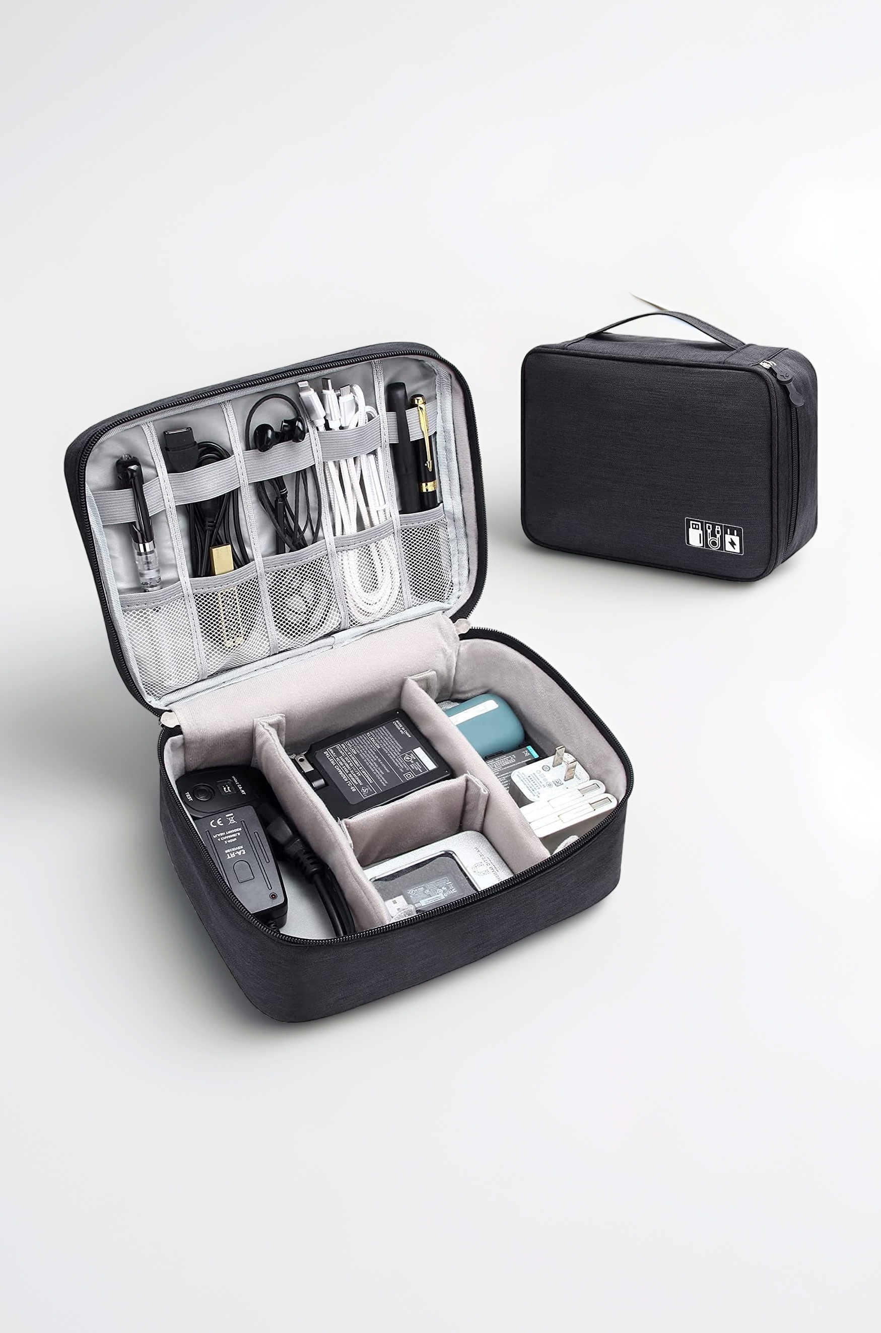 SaleOn Cable Organizer Case Bag – Electronics Accessories Travel Gadget & Hard Disk Bag – Water-Resistant Portable Storage, Sleek Black (6-Month Warranty)