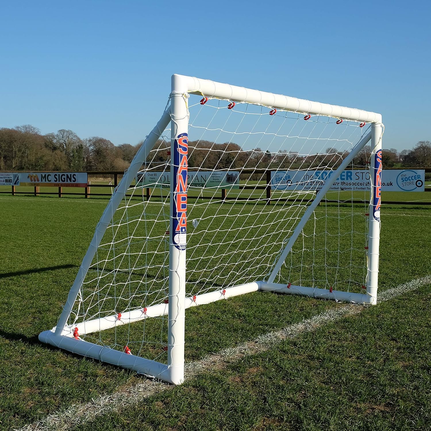 SAMBA garden football goal (choose your size), UK made, premium uPVC locking frame, all weather, extra thick net