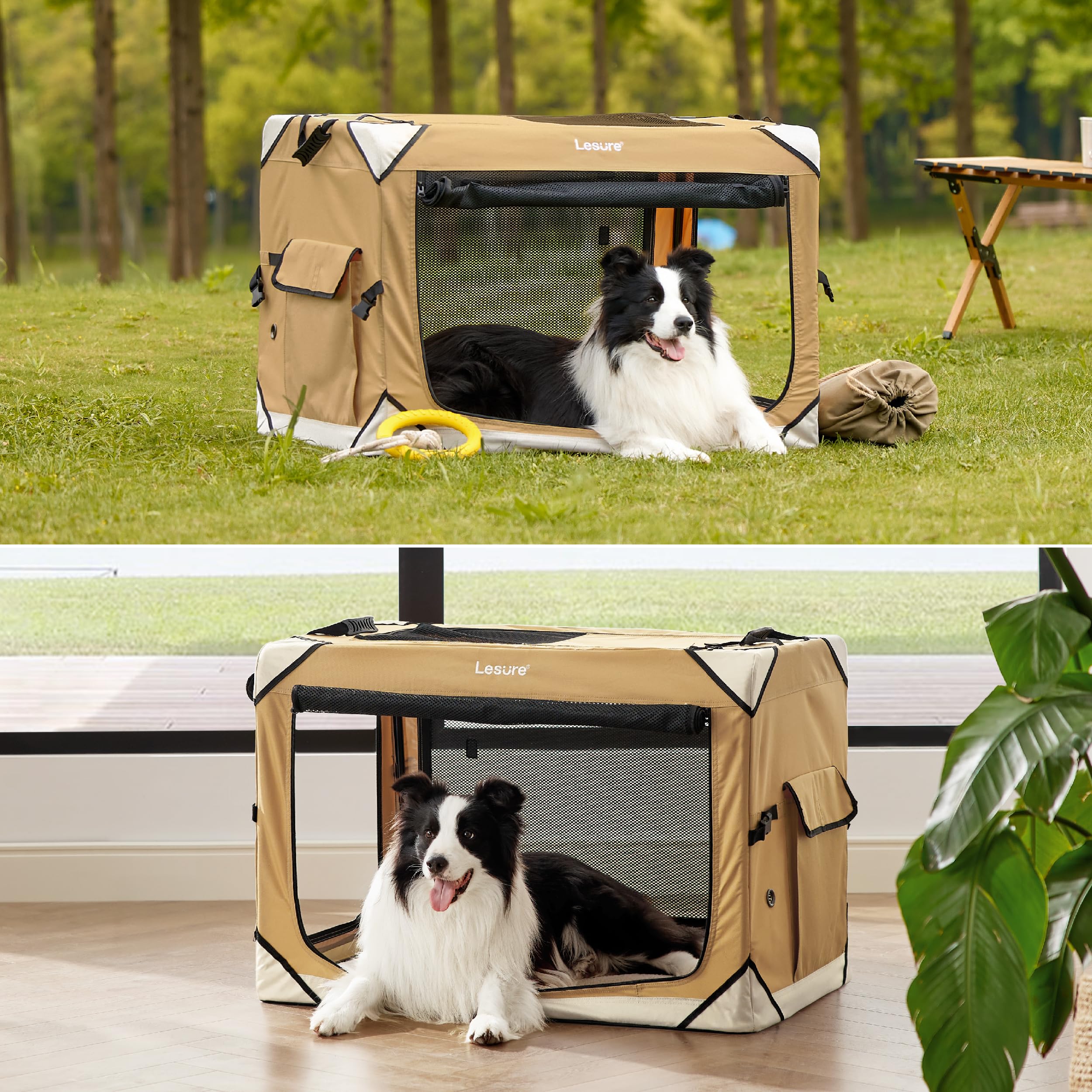 Snapklik.com : Lesure Collapsible Dog Crate - Portable Dog Travel Crate ...