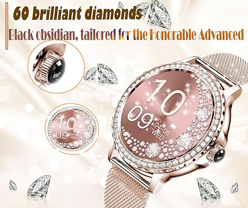 Miniatura 2 de HQNLSY Reloj inteligente para mujer con diamantes (respuestahacer llamadas), reloj inteligente con pantalla táctil completa de 1.3 pulgadas para