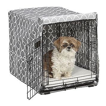 MidWest Homes for Pets Dog Crate Cover | Black Polyester Crate Cover Stylish Geometric Pattern Crate Covers