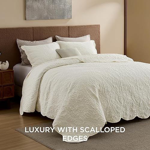 Miniatura 2 de Bedsure Juego de edredón tamaño King  Juego de ropa de cama prelavado tamaño King  Colcha ultrasuave tamaño King  Colcha de color amarillo crema