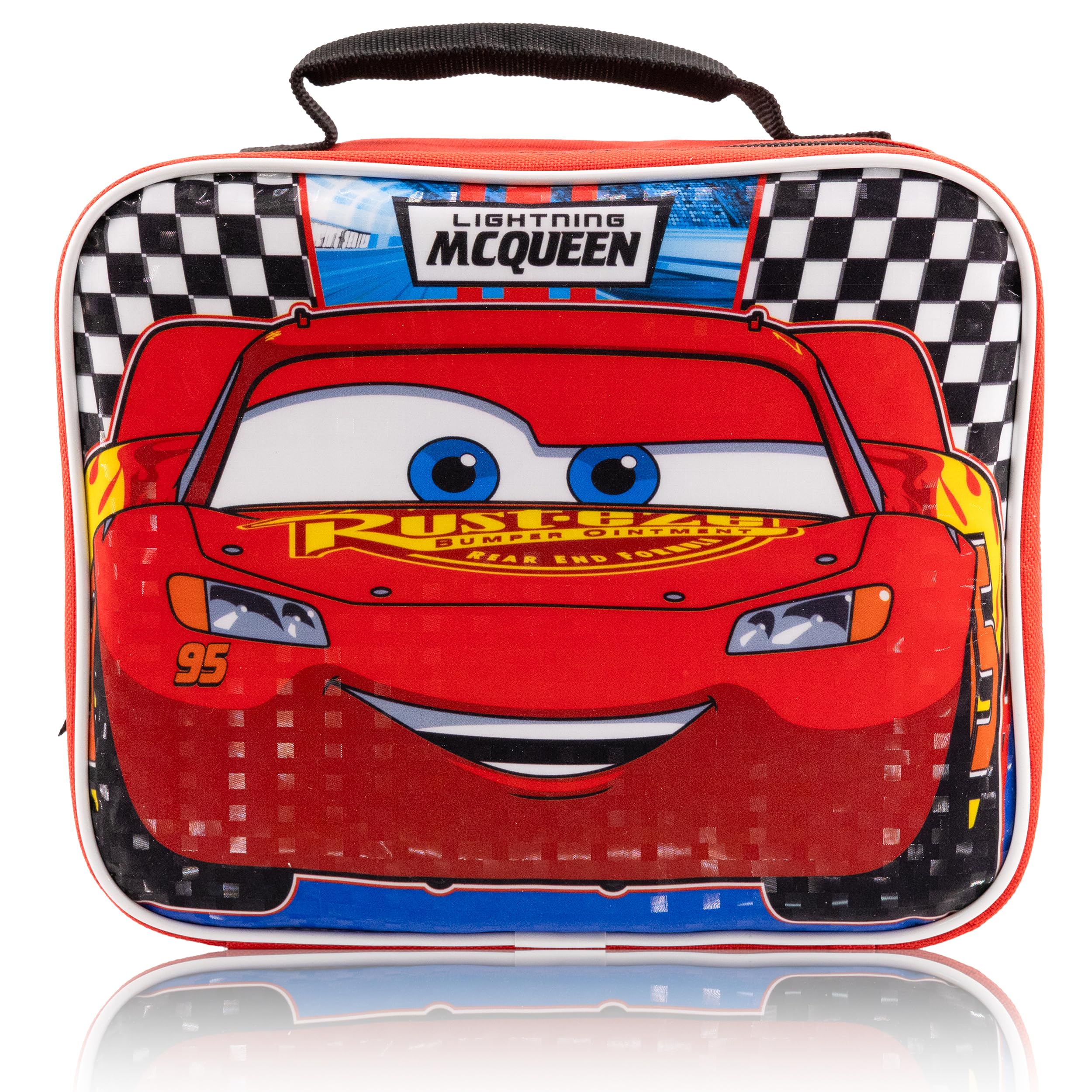 Disney Cars - Lonchera térmica para niños, niñas, unisex, para niños pequeños, diseño de Rayo McQueen, color rojo