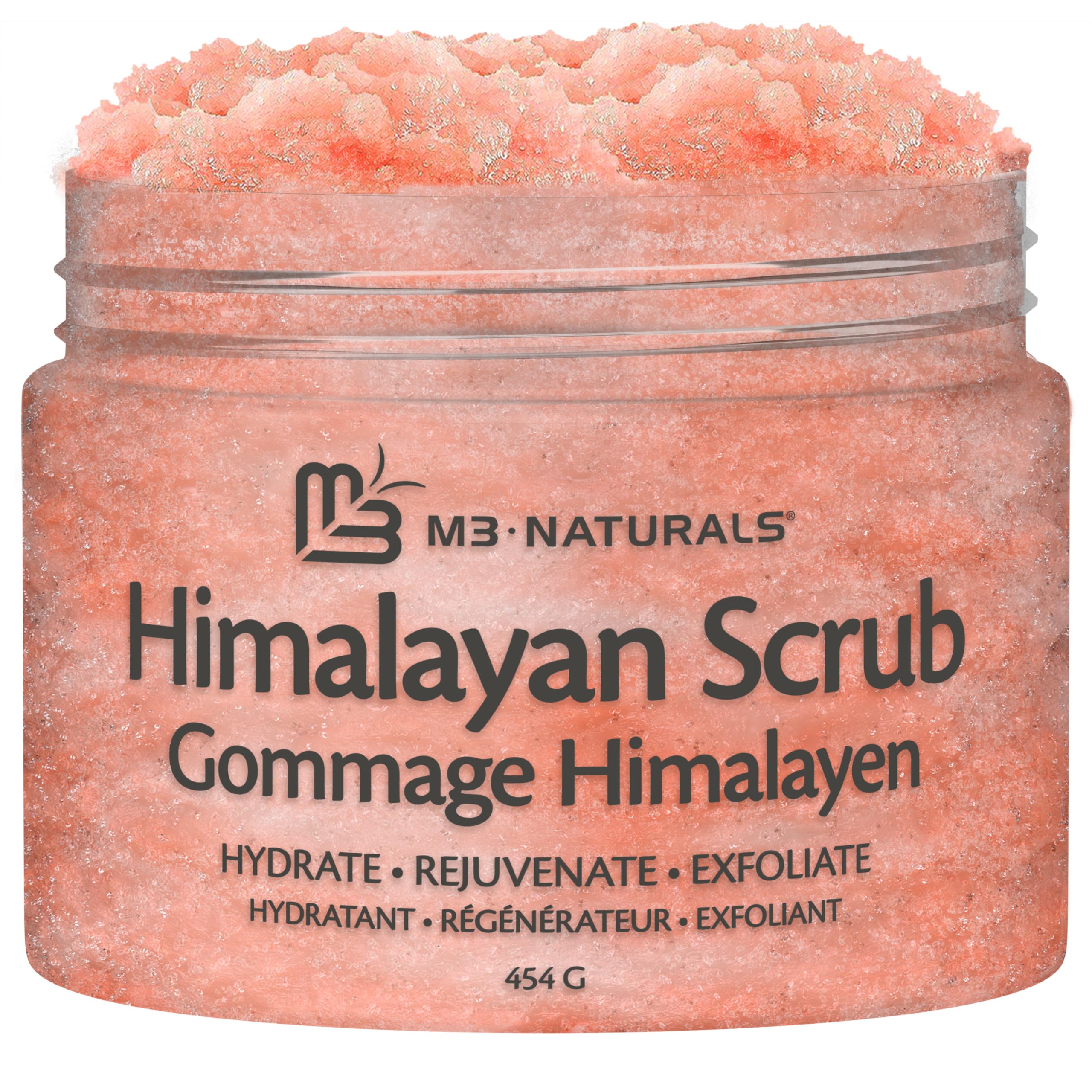M3 Naturals Himalayan Salt Scrub Infused with Collagen and Stem Cell Natural Exfoliating Body and Face Souffle for Acne Cellulite Dead Skin Scars Wrinkles Cleansing Exfoliator 16 oz