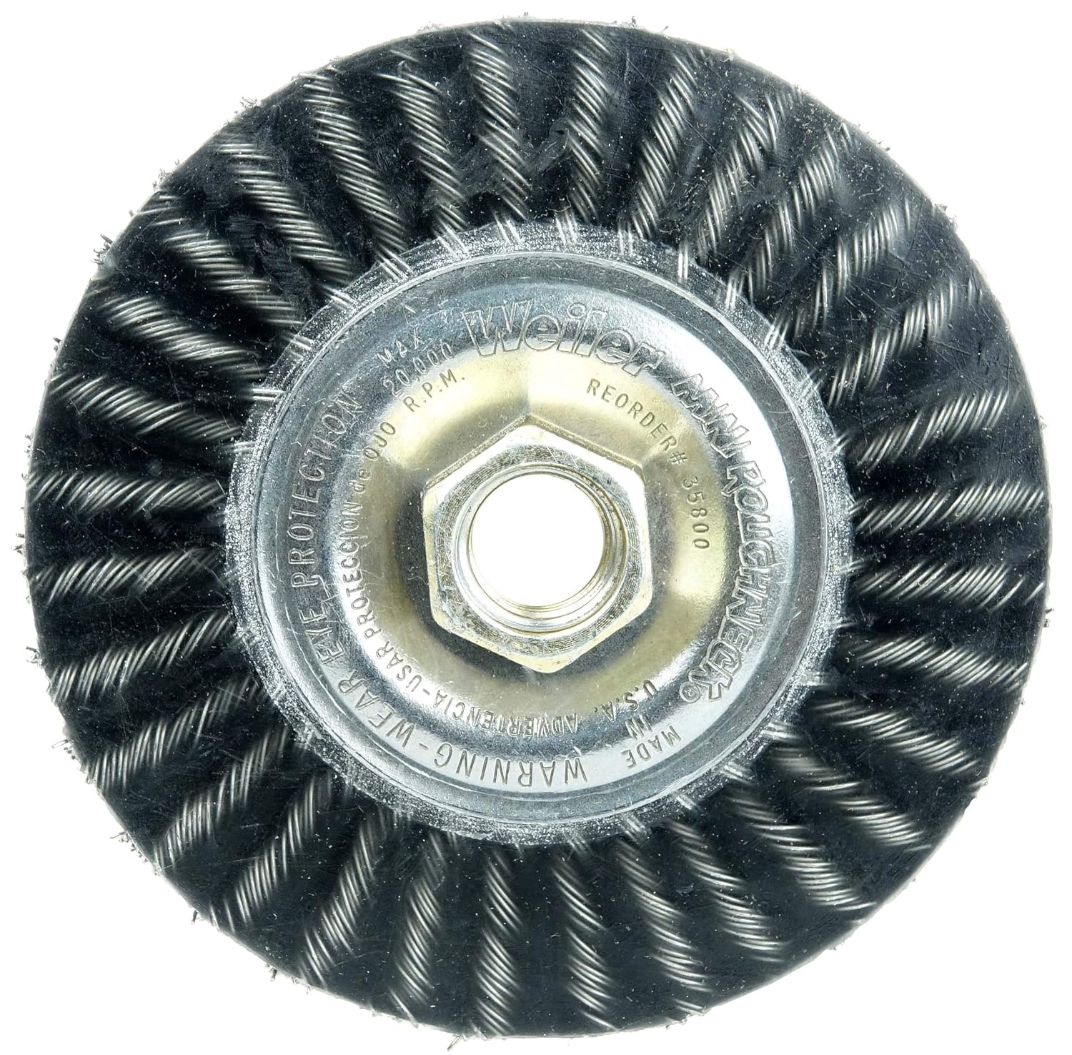Weiler 35800 Mini Roughneck 4" Polyflex Encapsulated Stringer Bead Wheel, 0.020" Steel Wire Fill, 5/8"-11 UNC Nut, Made in The USA (Pack of 5)