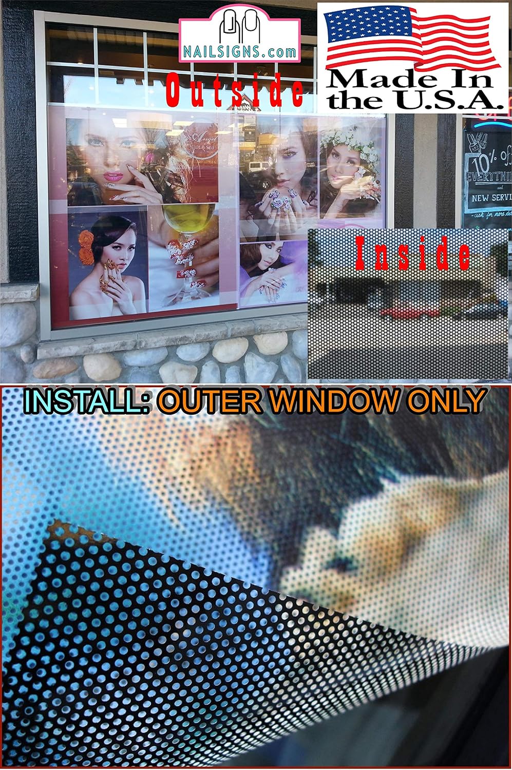 Pedicure VII Nail Salon Sign Advertising Marketing Décor Vertical (Perforated 70/30 See-Through Window Vinyl Sign [Outdoors], 30")