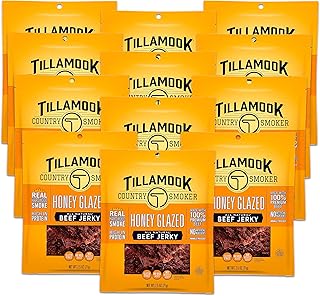 Tillamook Country Smoker Real Hardwood Smoked Beef Jerky, Honey Glazed, 2.5 Ounce (Pack of 12)