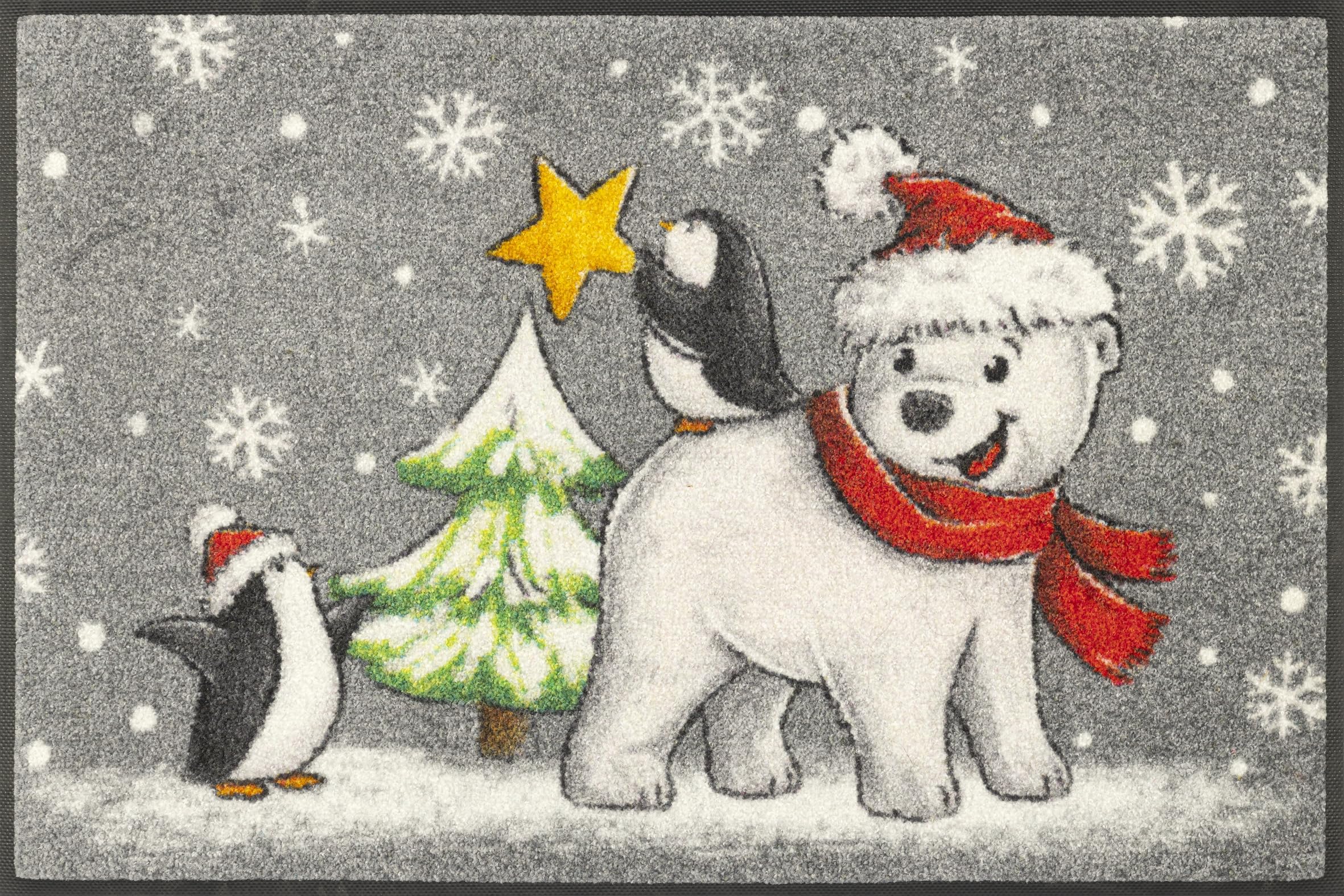 Tapis d'entrée Polar Friends wash+dry 50x75 cm égayez votre entrée avec des motifs hivernaux