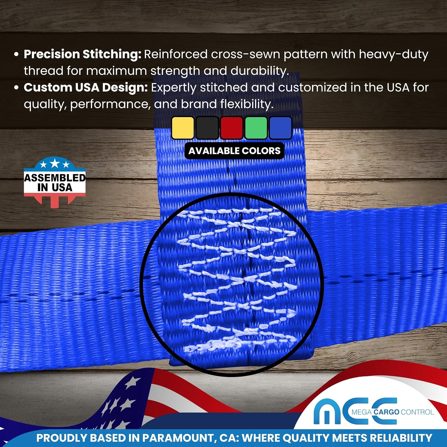 Mega Cargo Control Tire Bonnet Straps with Ratchets & Swivel J Hooks, Auto Hauler Wheel Straps - 2,666 LBS WLL Heavy Duty Car Tie Downs (Blue, 2 Pack)