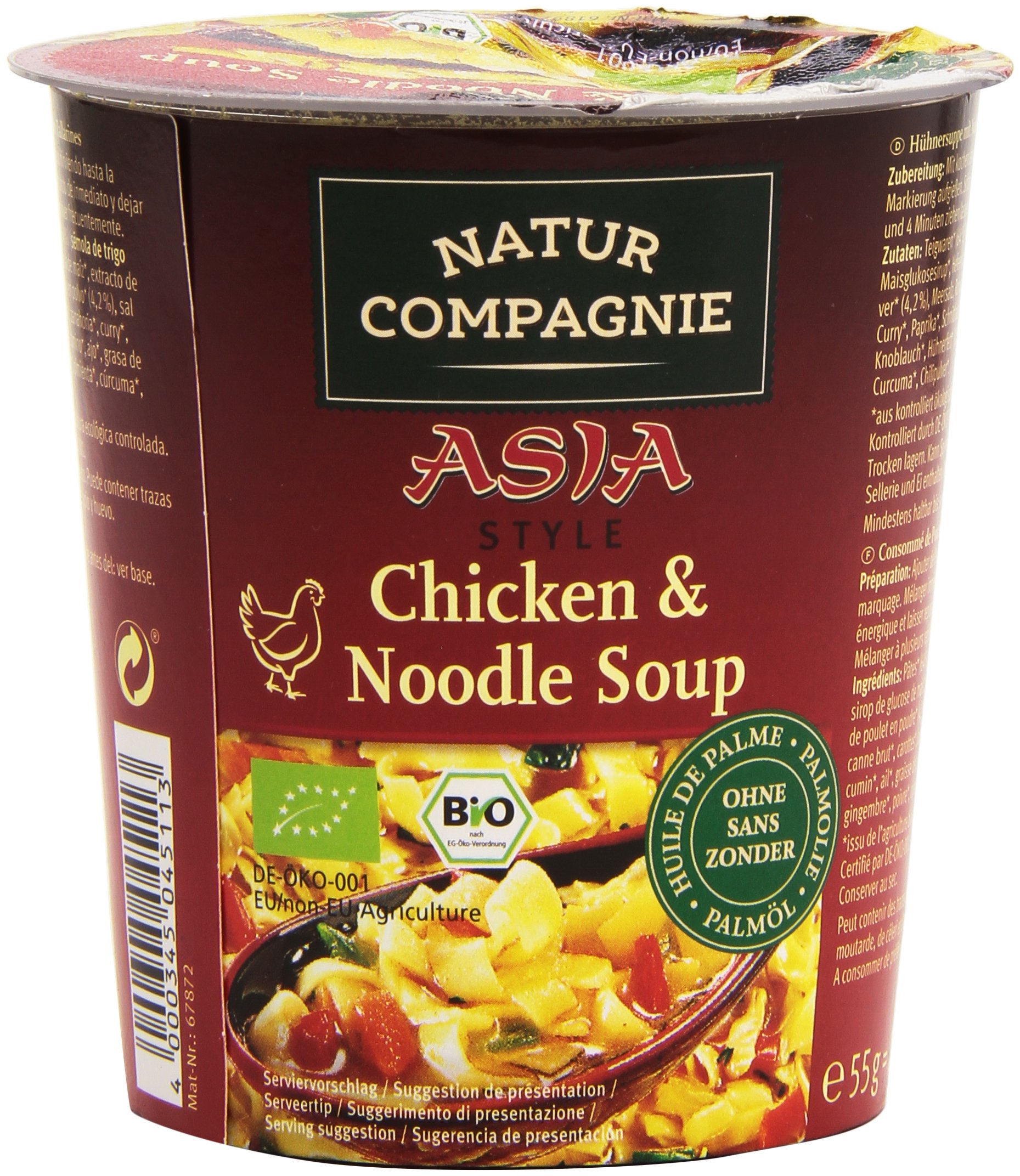 Natur Compagnie Chicken & Noodle Soup Soupe asiatique de nouilles aux poulets Bio 55 g