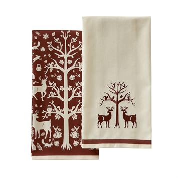 Vern Yip by SKL Home Harvest Otomi Dish Towel 2-Pack,Rust
