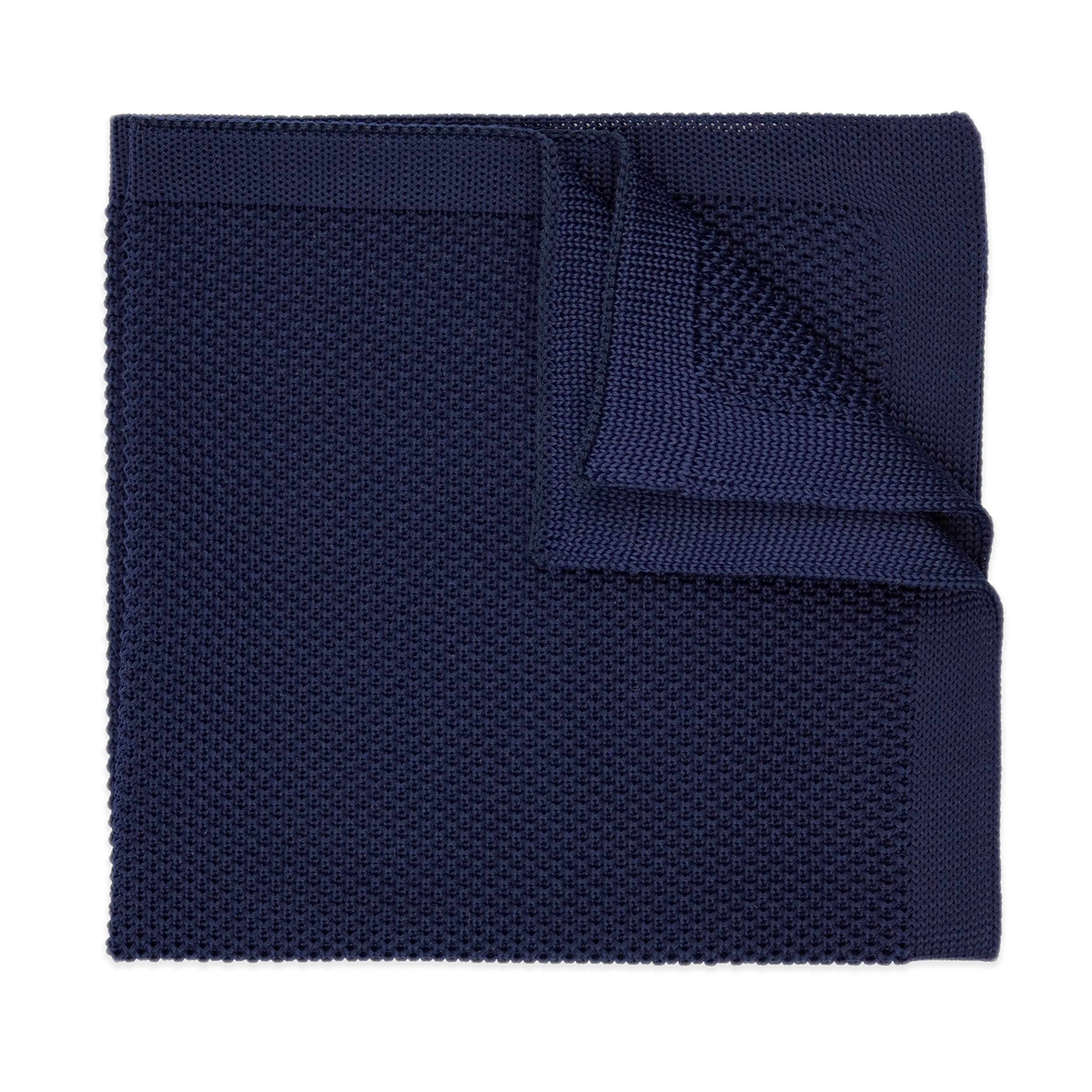 The Gents Lab Men's Navy Blue 100% Polyester Knitted Pocket Square (Navy Blue)