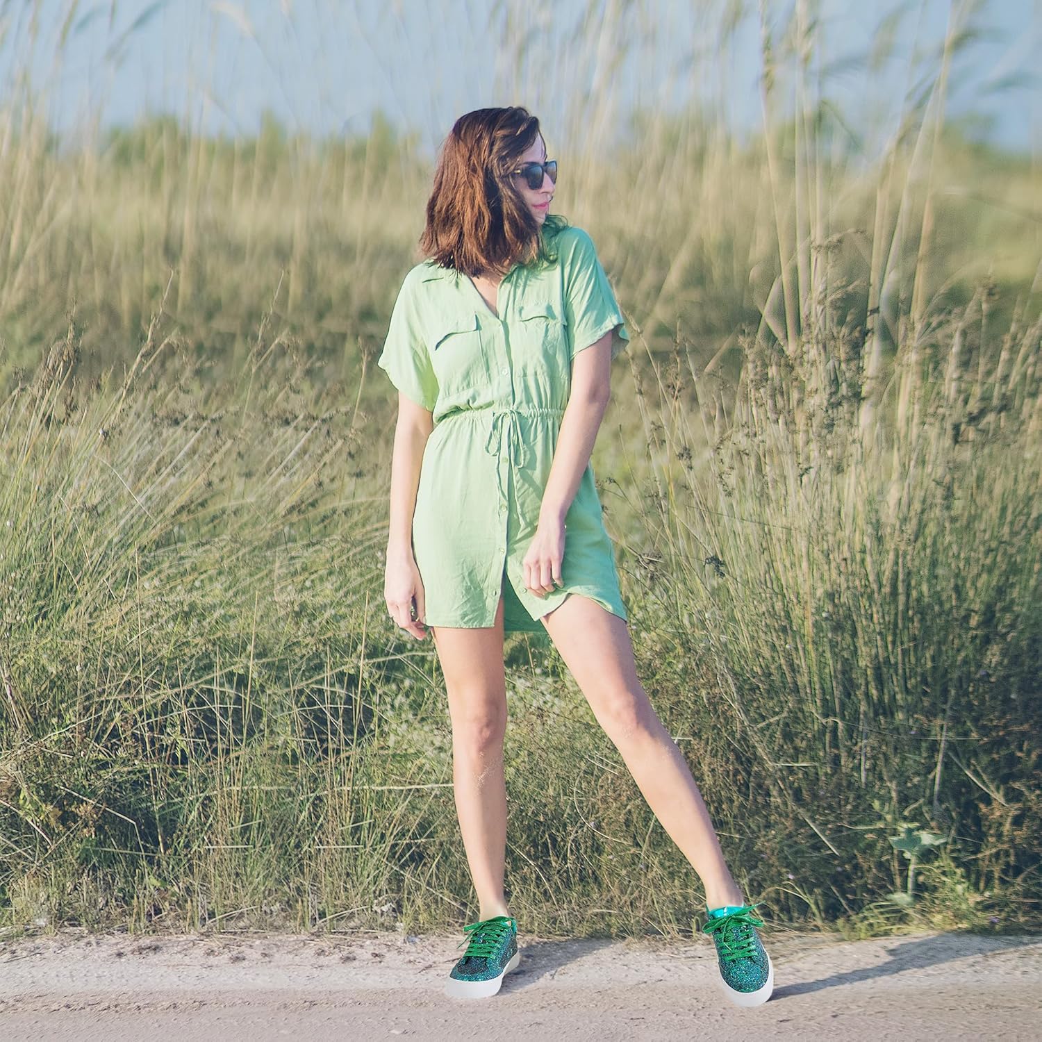 Jeekopeg Glitter Sparkly Fashion Sneakers Shoes Shiny Casual Shoes Bling Sequin Concert Low Cut Lace up Shoes - Image 2