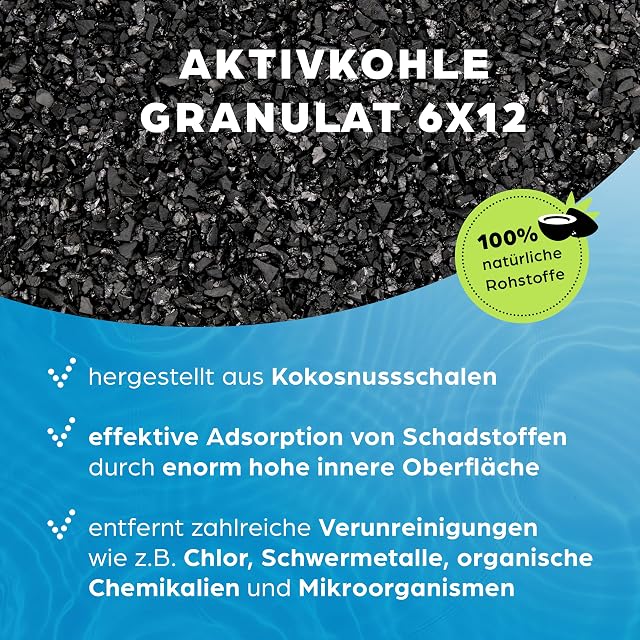 Foto 4 de 8 de ADNOL® Carbón activo granulado de 3 litros de cáscaras de coco para filtro de agua para acuario y estanque…