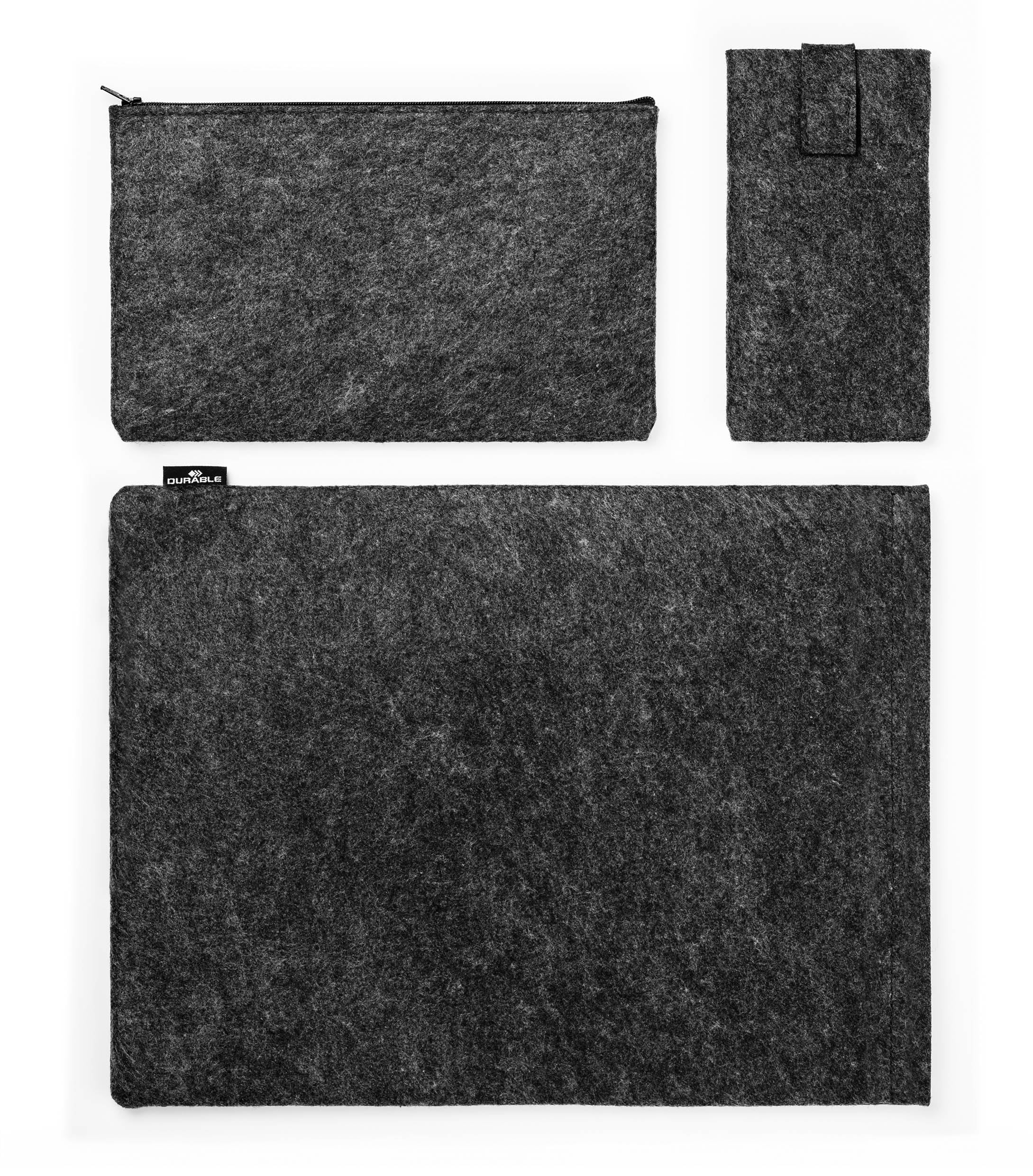 Durable 507158 Pokrowiec Filcowy MultiBag 16,4" na Laptopa, Wykonany w 60% z Filcu PET Pochodzącego z Recyklingu, z Kieszenią na Akcesoria i Telefon Komórkowy, Antracyt