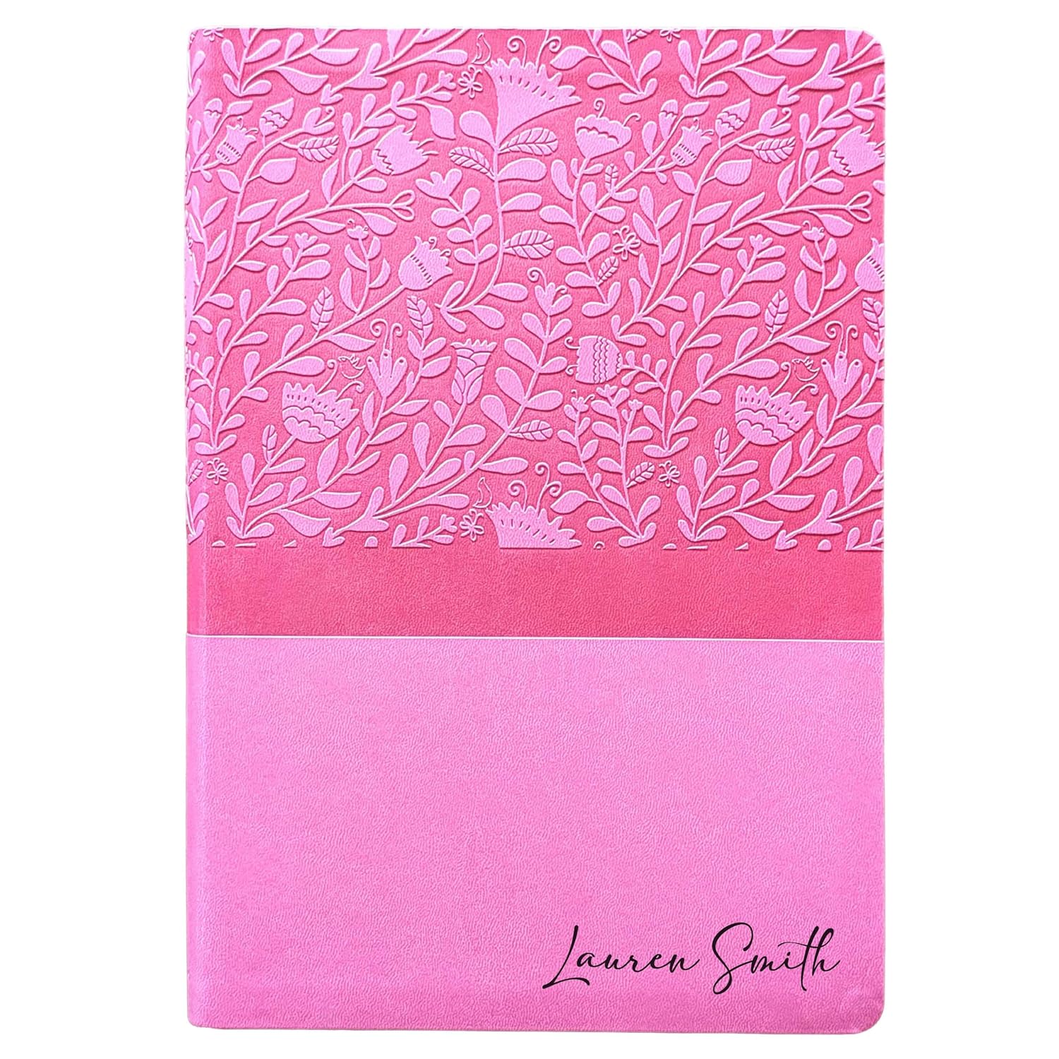 SacredBound Personalized NIV Super Giant Print Bible – 16.5 Point Large Print, Easy to Read, Engraved Name LeatherSoft Pink | Red Letter Reference Bible (Name Only)