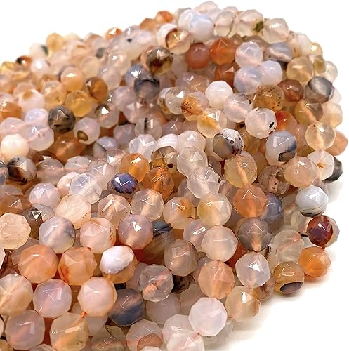 Miniatura 7 de ABCGEMS - Cuentas de ágata dendrítica de Madagascar (técnica avanzada de incisión de estrellas para una dispersión óptima de la luz y brillo) Chakra