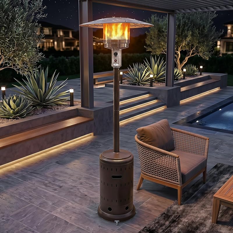 Nuu Garden Outdoor Propane Gas Patio Heater with Wheels,Brown image 3