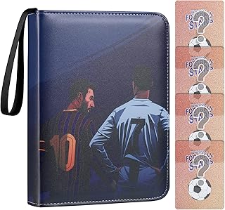 Trading Card Album for Football, Binder Card Holder, Fits 400 Cards with 50 Removable Sleeves, Carrying Case Binder Album, Book Folder Storage Organizer (Send four football cards Randomly)