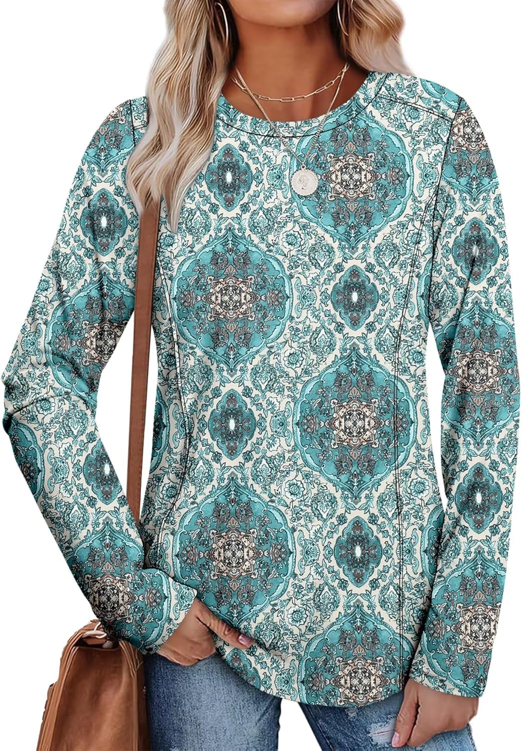 KISSMODA Women Long Sleeve Tops Dressy Casual Crew Neck Tshirts Basics Tee Work Blouses Fall Fashion Tops - Image 4