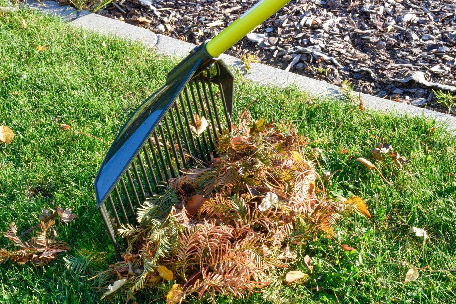 Schaufel-Rechen - Garten Harke mit Stiel - Geeignet als Schaufel, Rechen, Harke & Laubbesen 120x41cm - Kunststoff Idealer Helfer im Garten